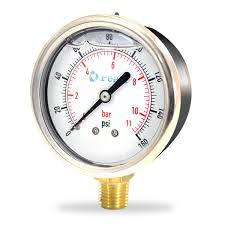 Manómetro En Glicerina 0–160 PSI 2.5"" Lateral